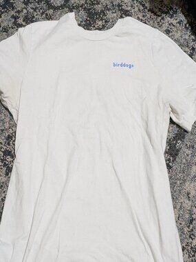 Birddogs White Graphic T-Shirt Mountain Sunset Logo Men’s Tee